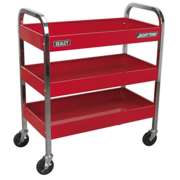 Heavy-duty 3-level trolley on wheels for storage and workshop use