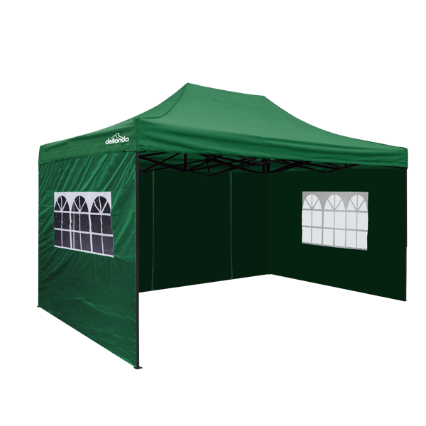 Premium 3x4.5m Pop-Up Gazebo & Side Walls, PVC Coated, Water-Resistant Fabric with Carry Bag, Rope, Stakes & Weight Bags - Green