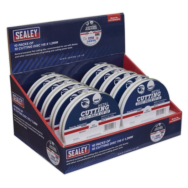 115 x 1.2mm Cutting Discs, Packs of 10 - Display Box 10