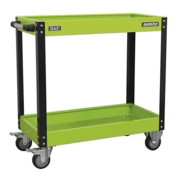 Superline PRO(R) Heavy-Duty Workshop Trolley 2-Level - Hi-Vis Green