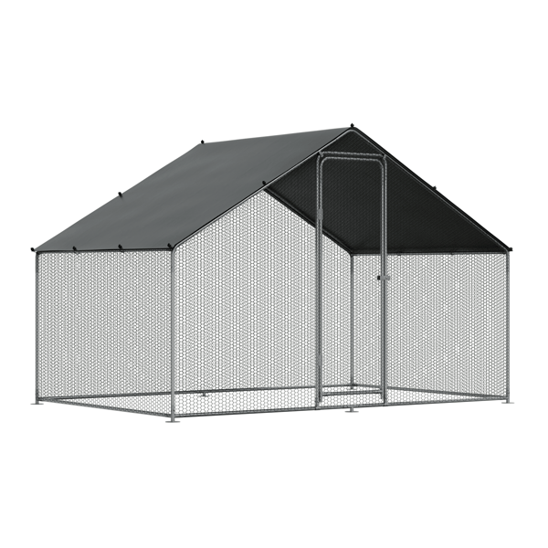 Walk-In Galvanized Steel Chicken Run with Roof Cover & PVC Coated Chicken Wire