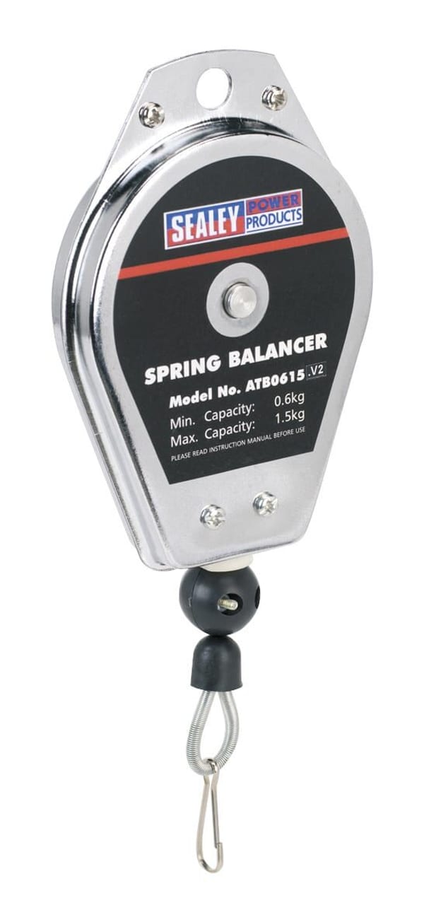 Sealey Spring Balancer for power tools, 0.5-1.5kg capacity, durable design for workshop efficiency.