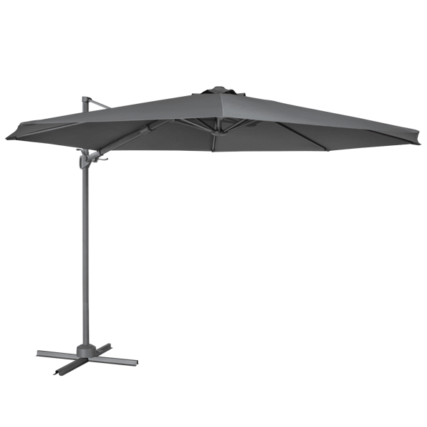 Cantilever Parasol with 360 deg Rotation, Tilt & Cover 3m - Grey