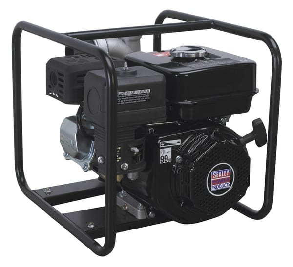 50mm water pump with 5.5hp petrol engine, ideal for outdoor and janitorial use.