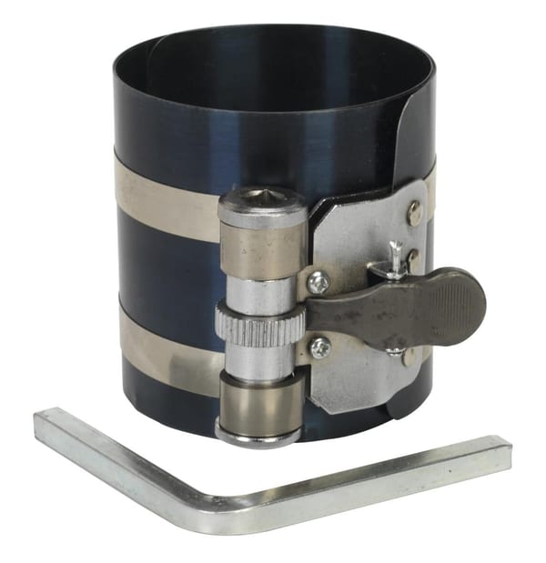 Piston ring compressor for engine service, 75mm Ø60-125mm, essential for vehicle maintenance.