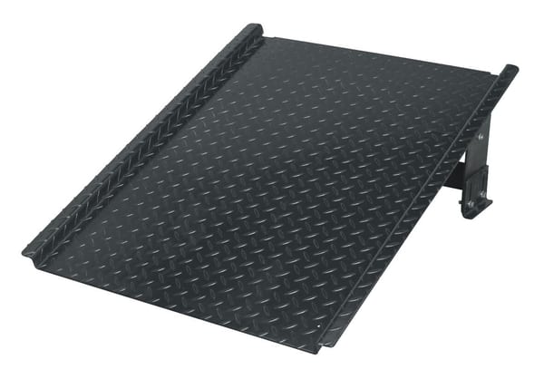 Adjustable height ramp for barrel bunds and kerbs, ideal for garage and motoring use.