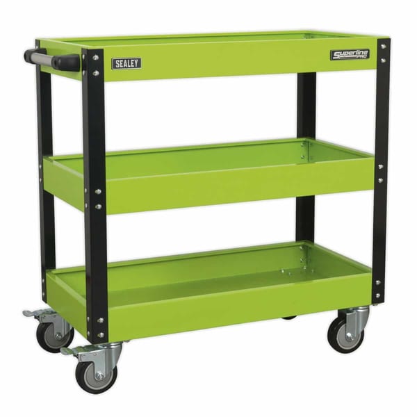Superline PRO(R) Heavy-Duty Workshop Trolley 3-Level - Hi-Vis Green