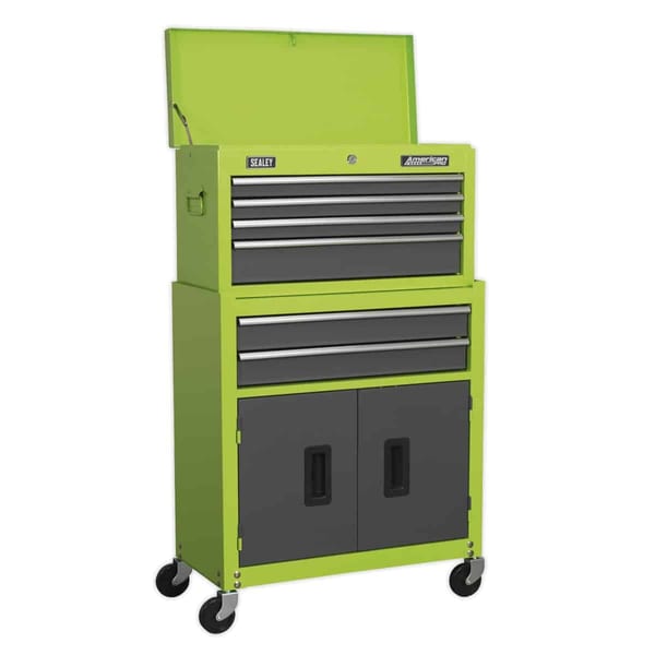 American PRO(R) Topchest & Rollcab Combination 6 Drawer - Green/Grey