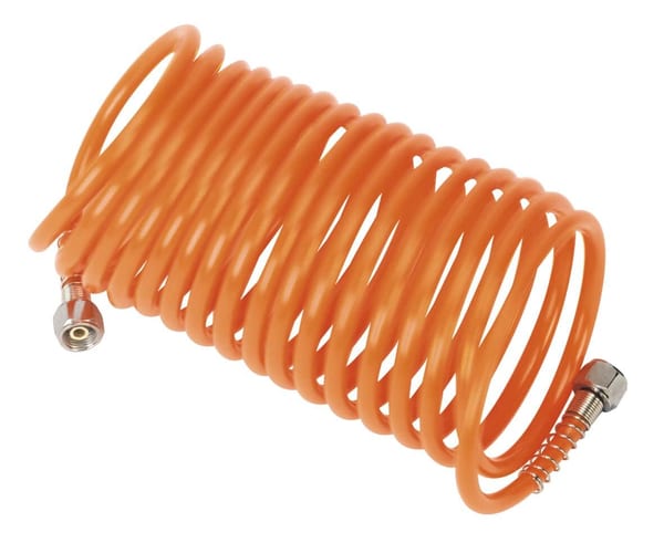 PE Coiled Air Hose with 1/4"BSP Unions 5m x 5mm