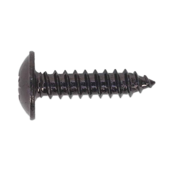 Black steel screw with a flat head and sharp threads, suitable for various fastening applications in construction and DIY projects.