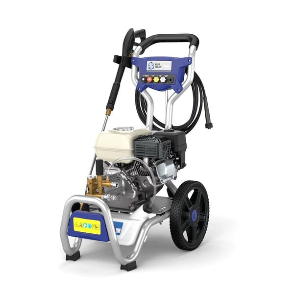High-pressure washer AB-2000 with a powerful engine, suitable for various cleaning tasks, featuring a sturdy frame and wheels for mobility.