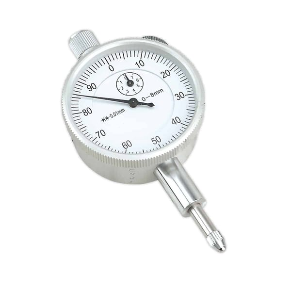 8mm Dial Gauge Metric for precise deflection measurement in machining work.