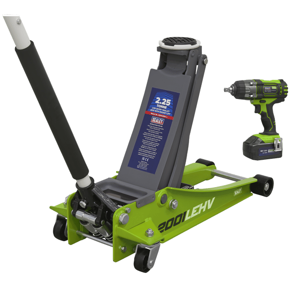 Trolley Jack & Cordless Impact Wrench Combo - Green