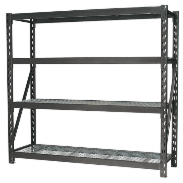 Heavy-Duty Racking Unit with 4 Mesh Shelves 640kg Capacity Per Level