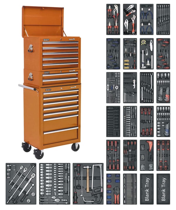 Superline PRO(R) Tool Chest Combination 14 Drawer with 1179pc Tool Kit - Orange
