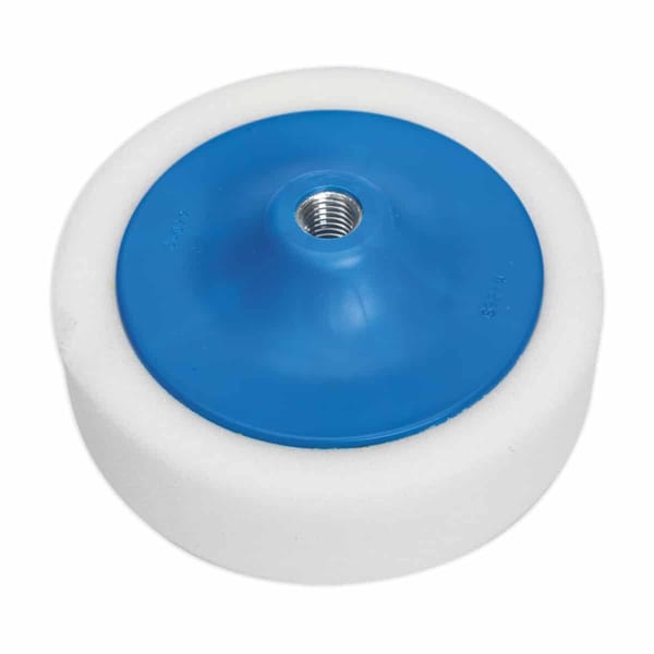 Buffing & Polishing Foam Head Ø150mm with 5/8" UNC fitting, white dense material.
