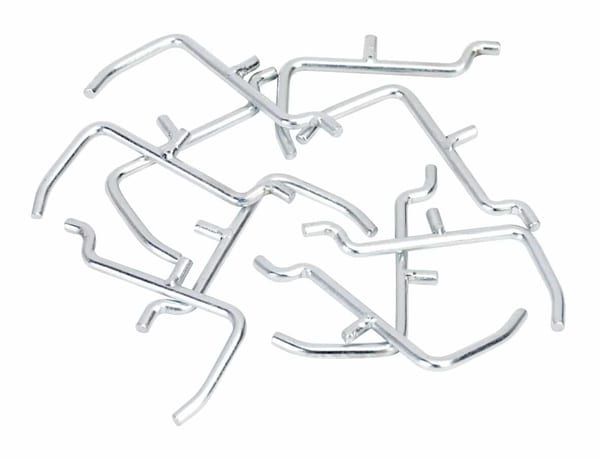 Set of metal hooks for APSPB pegboard, ideal for efficient tool storage.