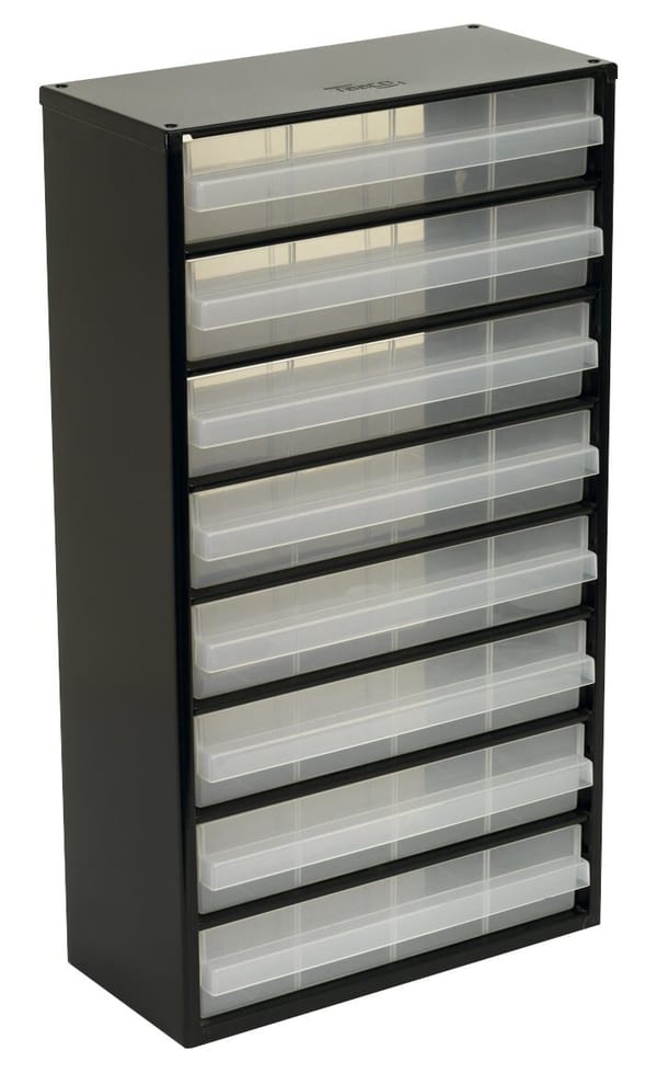 Cabinet Box with 8 drawers for tool storage, ideal for workshop organization.
