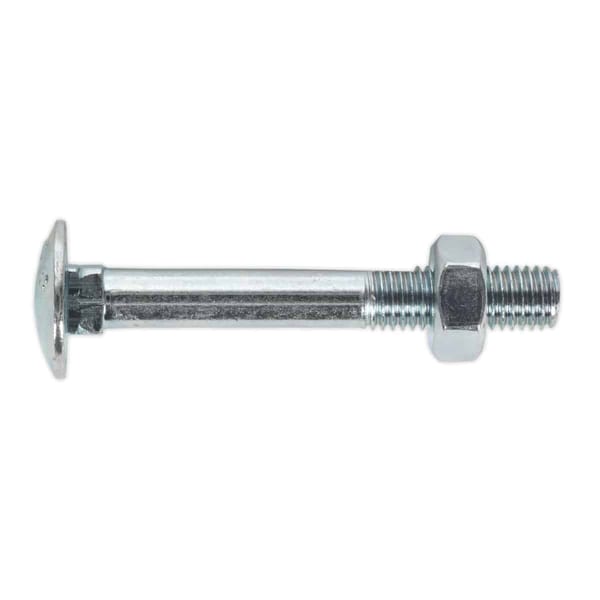 Zinc Plated Coach Bolt & Nut M10 x 75mm, DIN 603 - Pack of 50