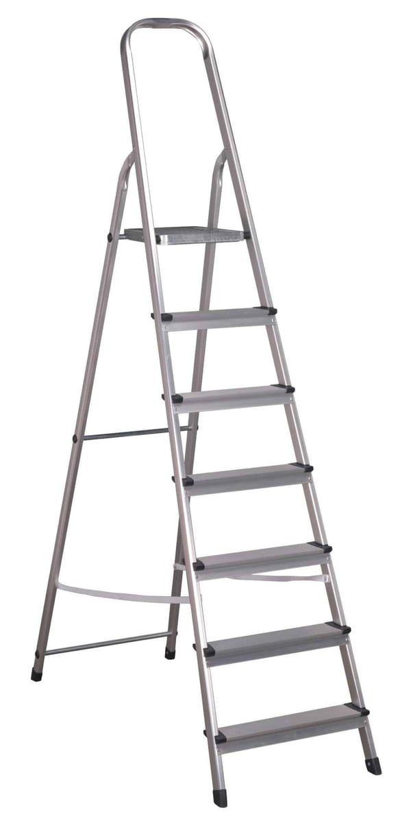 Aluminium 7-tread step ladder EN 131 for safe indoor and outdoor use