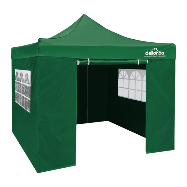 Premium 2x2m Pop-Up Gazebo & Side Walls, PVC Coated, Water-Resistant Fabric with Carry Bag, Rope, Stakes & Weight Bags - Green