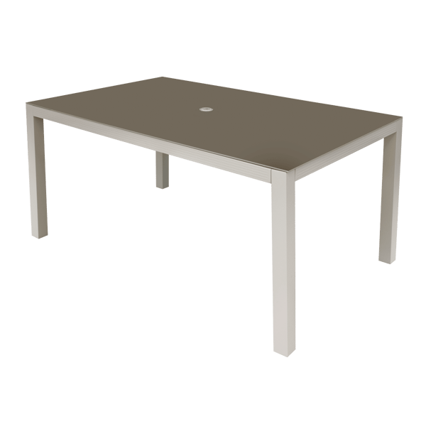 Fusion Aluminium Garden Dining Table with Tempered Glass & Parasol Hole - Light Grey