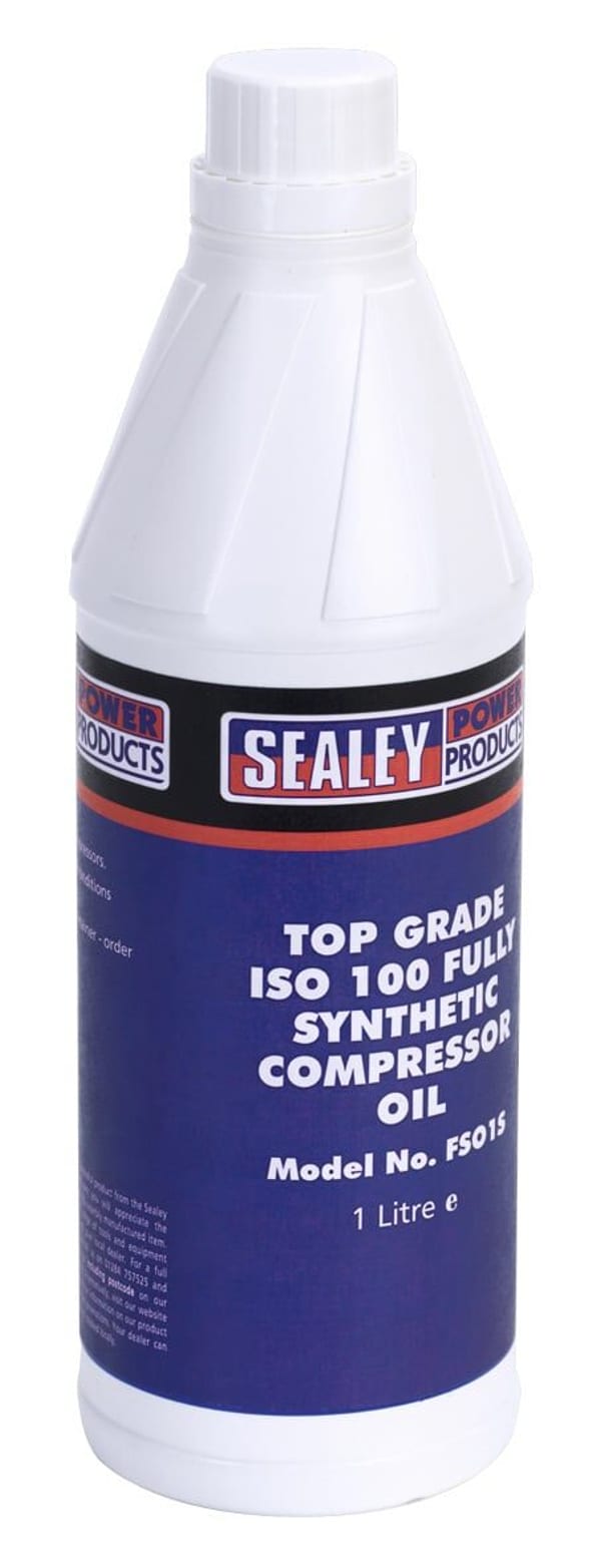 1L bottle of fully synthetic compressor oil for power tools and equipment