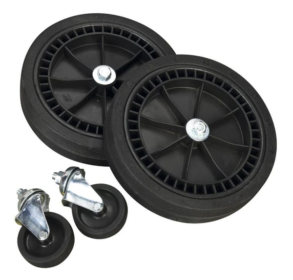 Wheel kit for fixed compressors with 2 castors and 2 fixed wheels