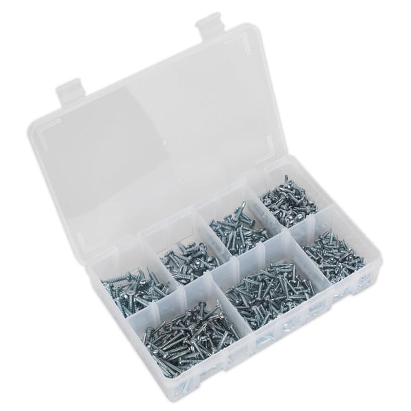 Zinc Plated Self-Drilling Pan Head Phillips Screw Assortment 500pc