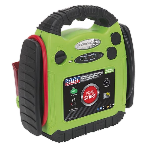 RoadStart(R) 12V Emergency Jump Starter with Air Compressor 900 Peak Amps