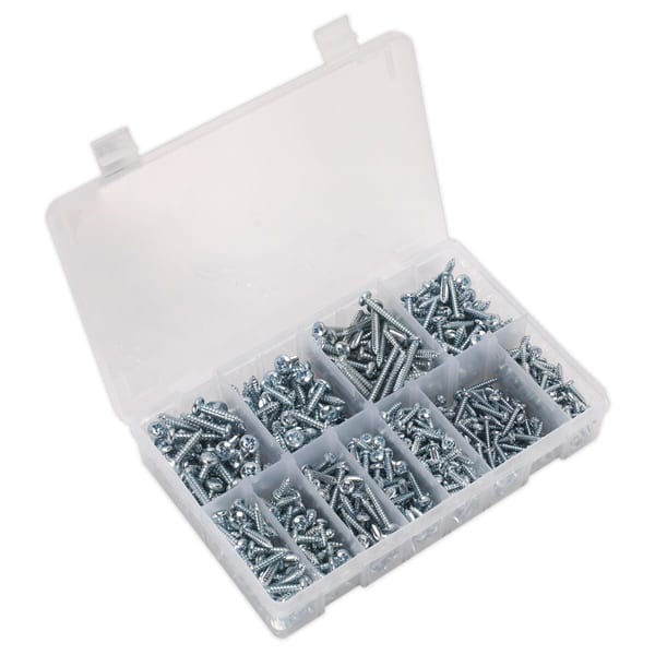 Zinc Plated Self-Tapping Pan Head Pozi Screw Assortment 700pc - DIN 7981CZ