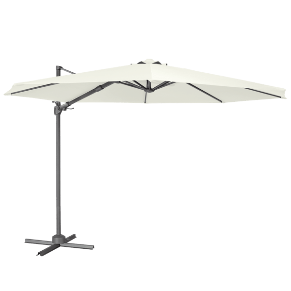 Cantilever Parasol with 360 deg Rotation, Tilt & Cover 3m - Cream