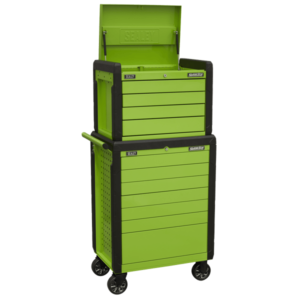 Superline PRO(R) Push-To-Open Topchest & Rollcab Combination 11 Drawer - Green