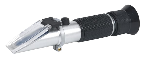 Refractometer for measuring antifreeze, battery fluid, and screenwash levels