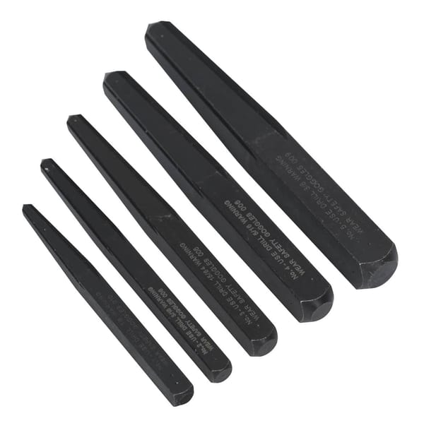 5-piece square screw extractor set for removing stripped screws