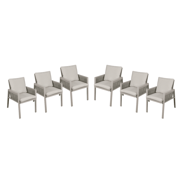 Fusion Garden/Patio Dining Chairs with Armrests 6pc - Light Grey