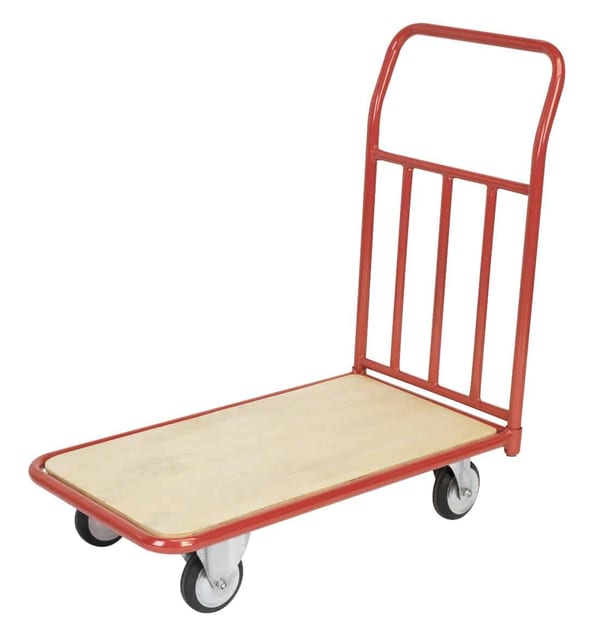 Heavy-duty platform truck with 250kg capacity and sturdy wheels for material handling