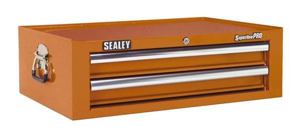 Orange 2-drawer tool chest with ball bearing runners for smooth operation