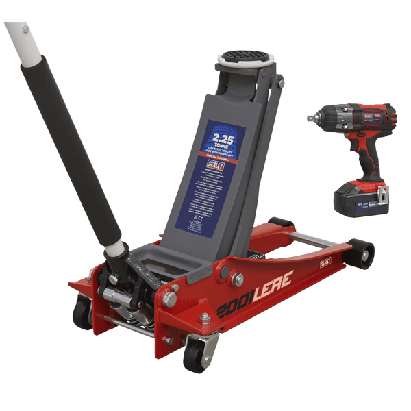 Trolley Jack & Cordless Impact Wrench Combo - Red