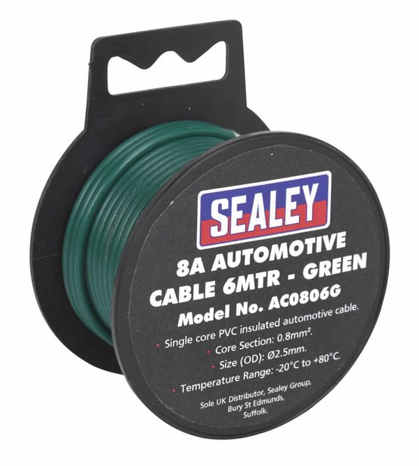 6m green automotive cable 8A for electrical tools and workshop use