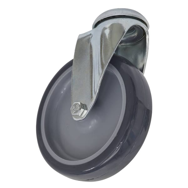 Heavy-duty grey rubber caster wheel with a metal swivel bracket, designed for easy mobility and durability in various applications.