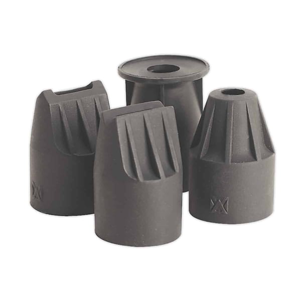 Set of four durable rubber feet designed for stability and grip on various equipment surfaces, enhancing performance and safety.