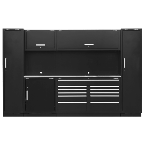 Storage System with Stainless Worktop 3.55m