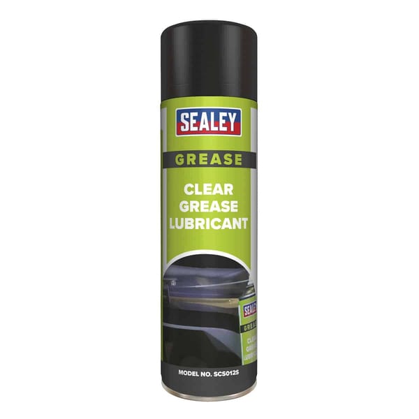 Sealey clear grease lubricant spray can, 400ml, designed for effective lubrication and protection of mechanical parts.