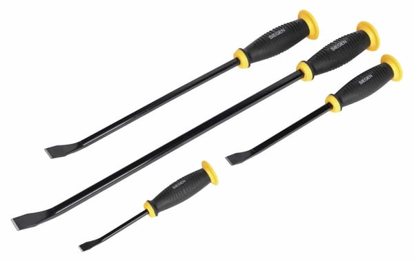 4-piece Prybar Set with hammer cap, durable construction for effective leverage and prying tasks.