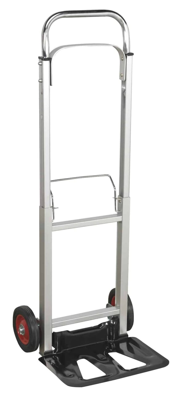 Folding Aluminium Sack Truck with 90kg capacity for easy material handling.