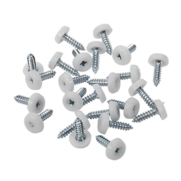 Numberplate Screw with Plastic Enclosed Head 4.8 x 18mm, White - Pack of 50