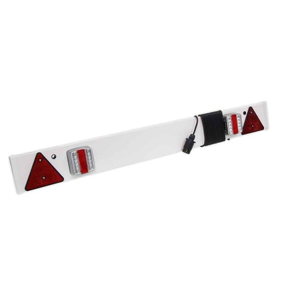 Vehicle rear light bar featuring red reflectors and lights, designed for enhanced visibility and safety on the road.