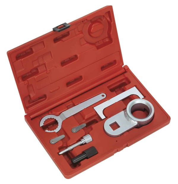 VAG 2.4/2.5D Diesel Engine Timing Tool Kit in red case for vehicle service.