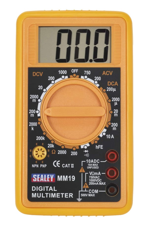 Digital Multimeter 7 Function with display and multifunction dial, ideal for vehicle service and electrics.